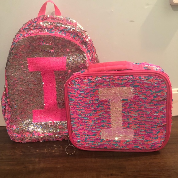 justice pink sequin backpack